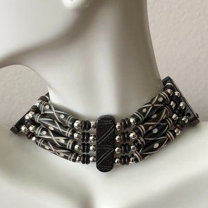 Handmade Traditional Antiqued 4 Row Buffalo Bone Hairpipe Tribal Choker